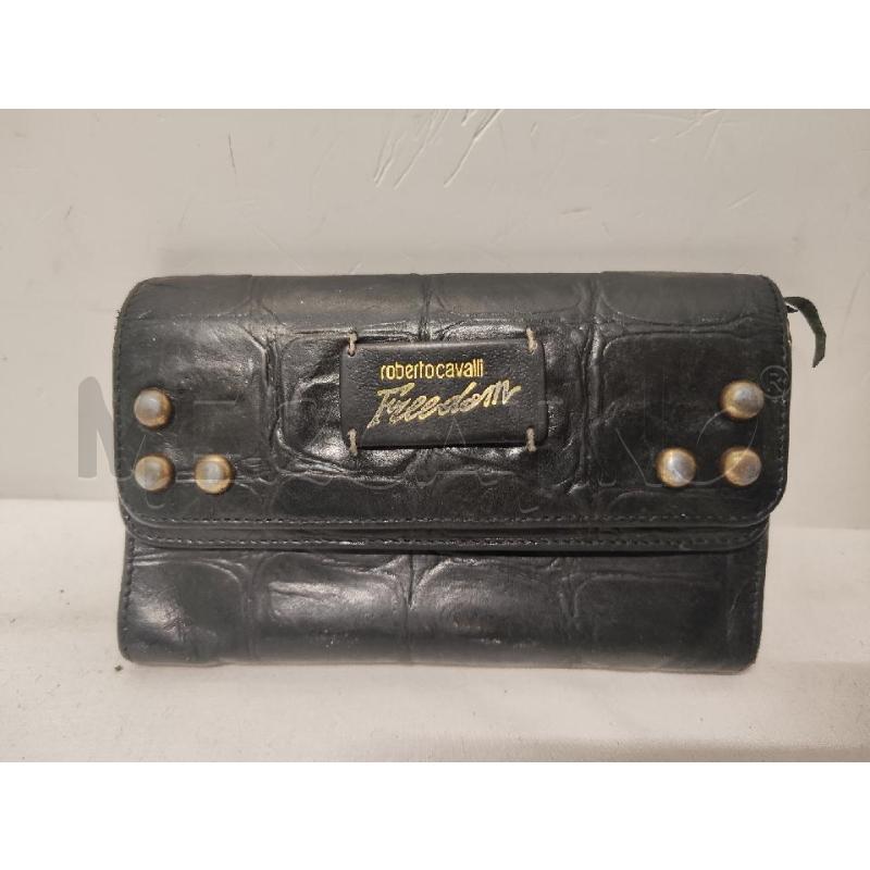 PORTA FOGLIO PELLE ROBERTO CAVALLI FREEDOM NERO BORCHIE | Mercatino dell'Usato Vinci - fraz. sovigliana 1