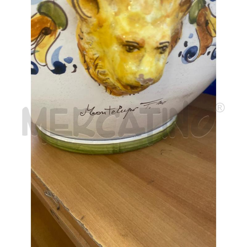 PORTA VASO CERAMICA 40CM ESTERNO MONTELUPO 2 MANICI DECORO FOGLIE VERDI  | Mercatino dell'Usato Vinci - fraz. sovigliana 3