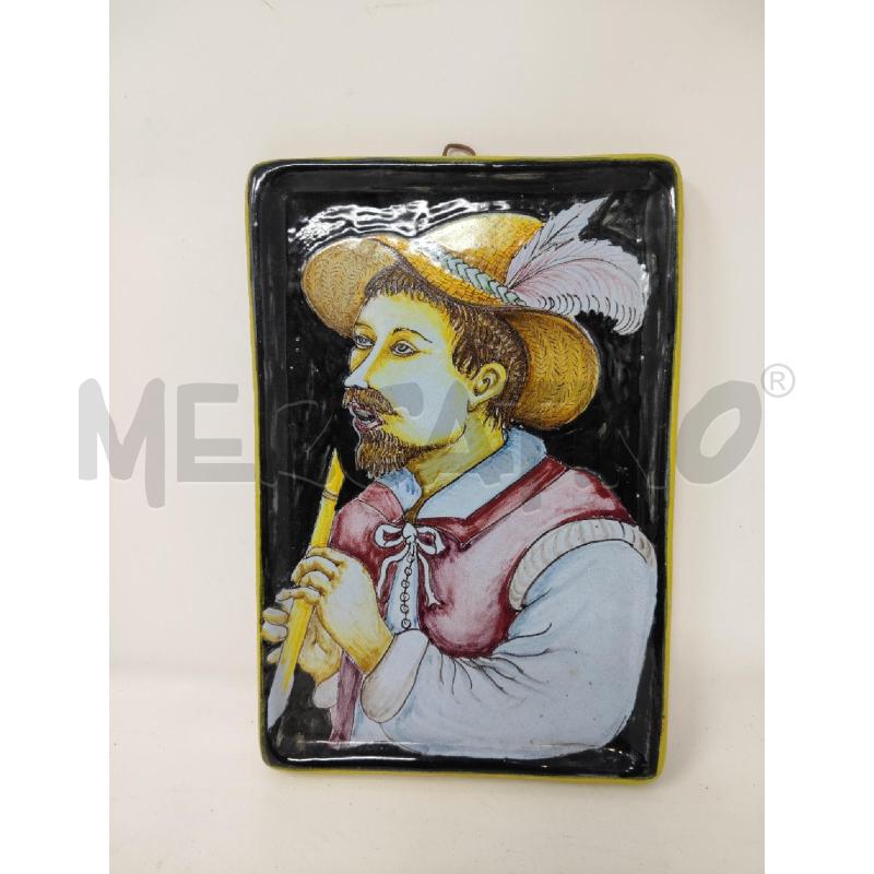 QUADRETTO CERAMICA 24X16 UOMO CON FLAUTO | Mercatino dell'Usato Vinci - fraz. sovigliana 1