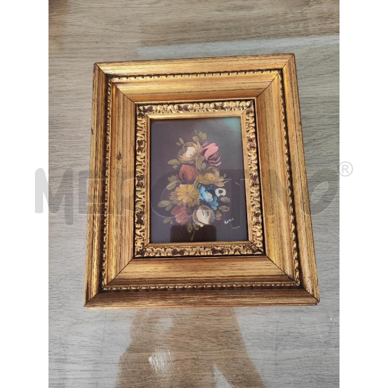 QUADRETTO DIPINTO FIORI CORNICE DORATA LARGA  | Mercatino dell'Usato Vinci - fraz. sovigliana 1