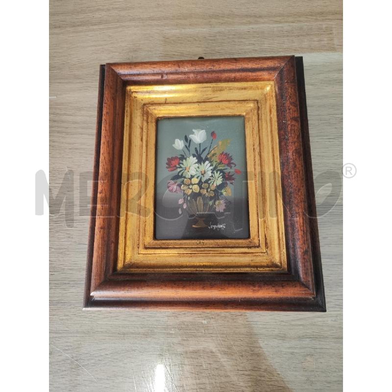 QUADRETTO DIPINTO VASO FIORI CORNICE MARRONE ORO | Mercatino dell'Usato Vinci - fraz. sovigliana 1