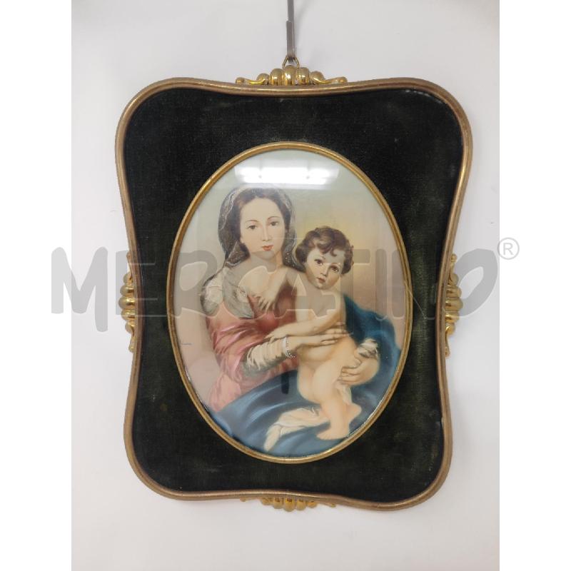 QUADRETTO MADONNA CON BIMBO BORDO VELLUTO VERDE | Mercatino dell'Usato Vinci - fraz. sovigliana 1