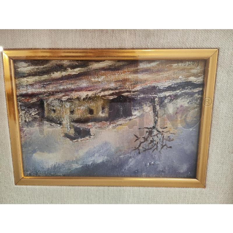 QUADRETTO ROMOLI CASA INNEVATA CORNICE VERDE ORO | Mercatino dell'Usato Vinci - fraz. sovigliana 2