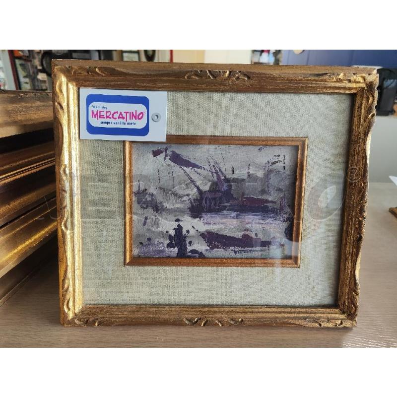 QUADRO 34X29 DIPINTO BARCHE VIOLA | Mercatino dell'Usato Vinci - fraz. sovigliana 1
