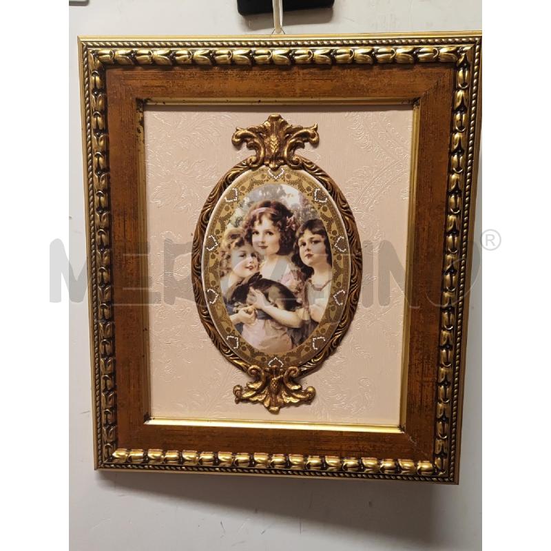 QUADRO 39X34 OVALE CERAMICA 3 BIMBE CON GATTO | Mercatino dell'Usato Vinci - fraz. sovigliana 1