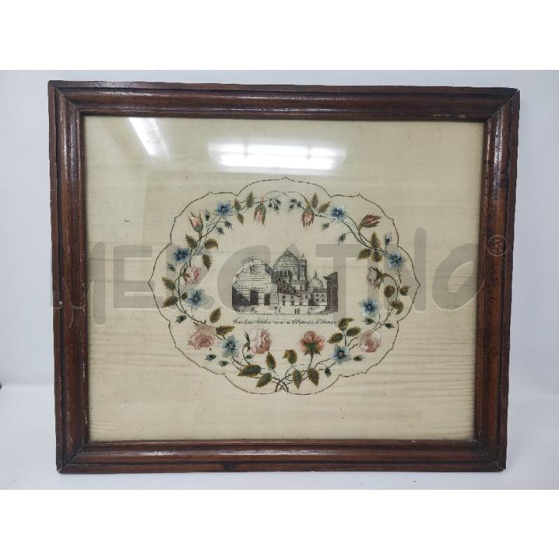 QUADRO 45X38 RICAMO SU TESSUTO BASILICA AMBROSIANA DI S. LORENZO FIRENZE | Mercatino dell'Usato Vinci - fraz. sovigliana 1