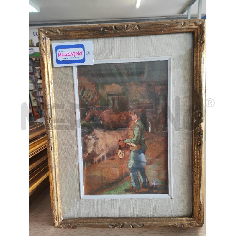 QUADRO 46X36 DIPINTO CAVALLO E MUCCA E PERSONA  | Mercatino dell'Usato Vinci - fraz. sovigliana 1