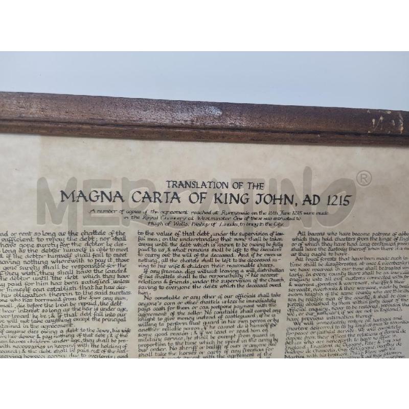 QUADRO 47X40PAGINA MAGNA CARTA OF KING JOHN AD 1215 | Mercatino dell'Usato Vinci - fraz. sovigliana 2