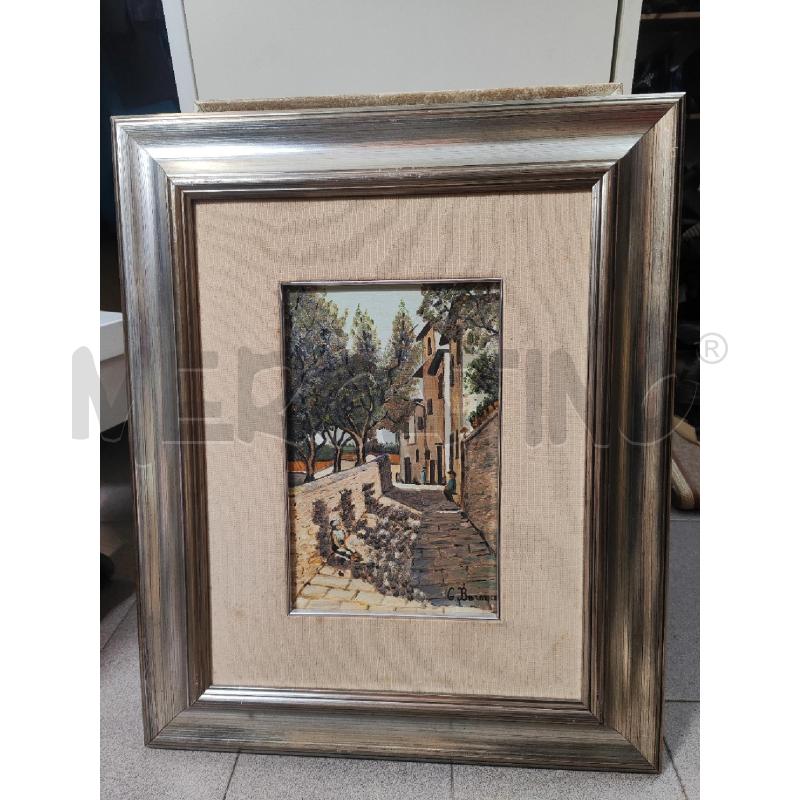 QUADRO 47X57 DIPINTO STRADA CON CASE E DONNE SEDUTE  | Mercatino dell'Usato Vinci - fraz. sovigliana 1