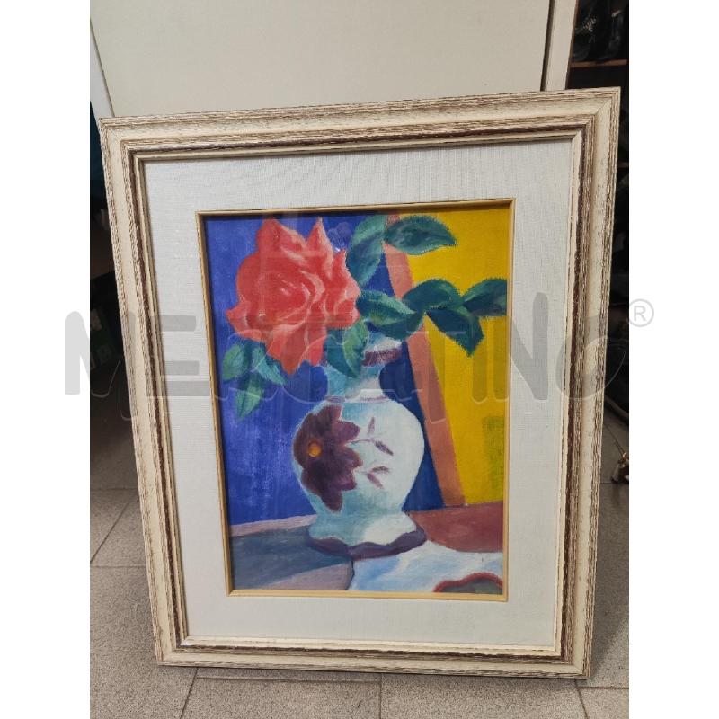 QUADRO 56X46 VASO FIORE ROSA ROSSA CORNICE BIANCA | Mercatino dell'Usato Vinci - fraz. sovigliana 1