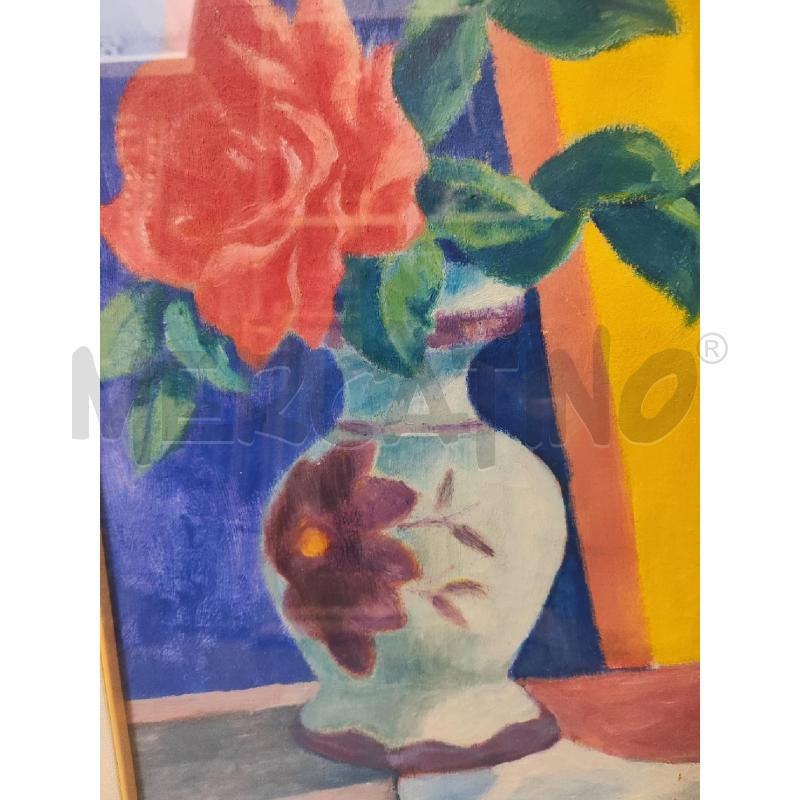 QUADRO 56X46 VASO FIORE ROSA ROSSA CORNICE BIANCA | Mercatino dell'Usato Vinci - fraz. sovigliana 2