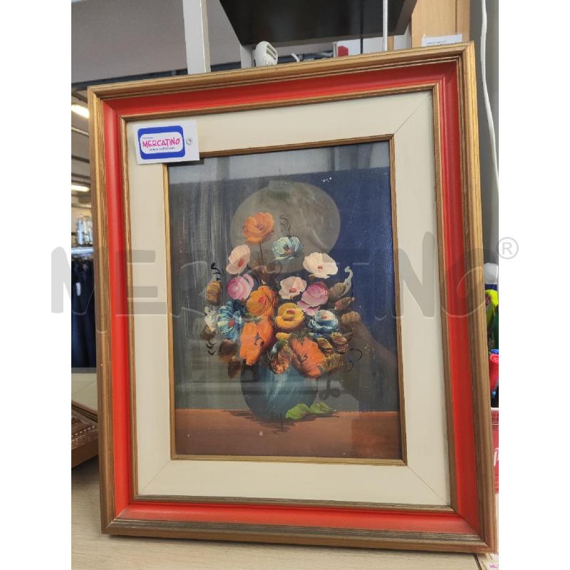QUADRO 60X50 DIPINTO VASO FIORI CORNICE ROSSA | Mercatino dell'Usato Vinci - fraz. sovigliana 1