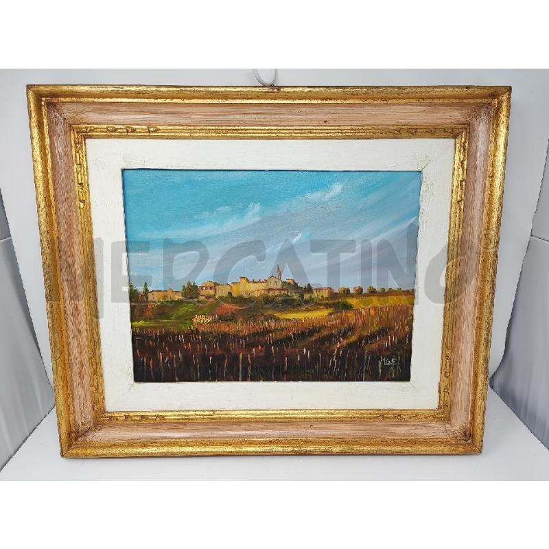 QUADRO 60X50 PAESAGGIO CAMPAGNA CORNICE ROSA ORO | Mercatino dell'Usato Vinci - fraz. sovigliana 1