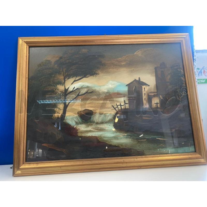 QUADRO 60X80 CASA CON FIUME TRAMONTO | Mercatino dell'Usato Vinci - fraz. sovigliana 1
