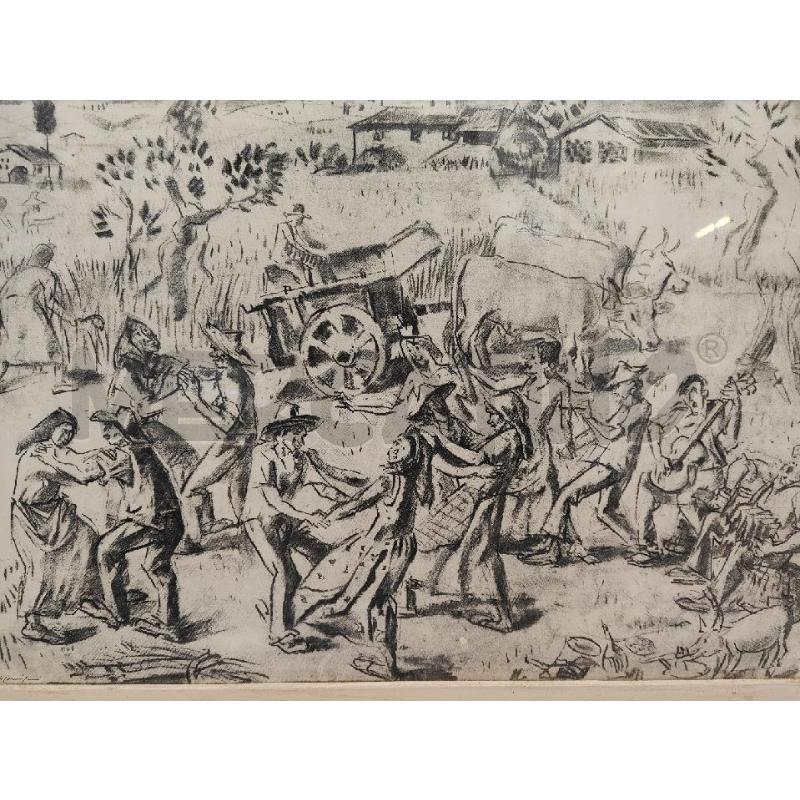 QUADRO 85X68  DILVO LOTTI PERSONE NEL CAMPO BIANCO NERO | Mercatino dell'Usato Vinci - fraz. sovigliana 2