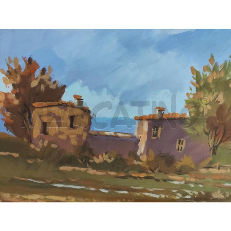 QUADRO 90X67 CASE IN CAMPAGNA CORNICE ORO | Mercatino dell'Usato Vinci - fraz. sovigliana 2