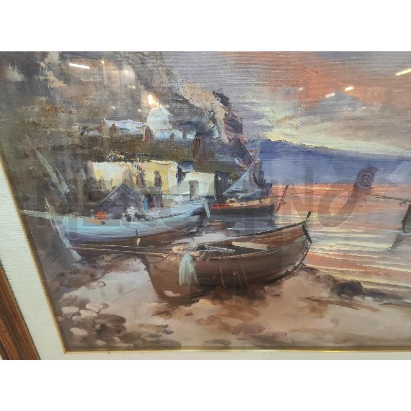 QUADRO 90X68 BARCHE RIVA AL MARE | Mercatino dell'Usato Vinci - fraz. sovigliana 2