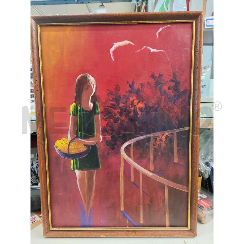 QUADRO BAMBINA FONDO ROSSO ATTRIBUITO E. FANTUZZI | Mercatino dell'Usato Vinci - fraz. sovigliana 1