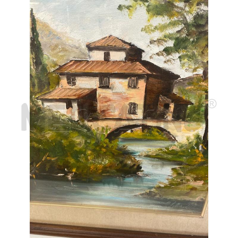 QUADRO CASA CON PONTE CORNICE MARRONE 60X48 | Mercatino dell'Usato Vinci - fraz. sovigliana 2