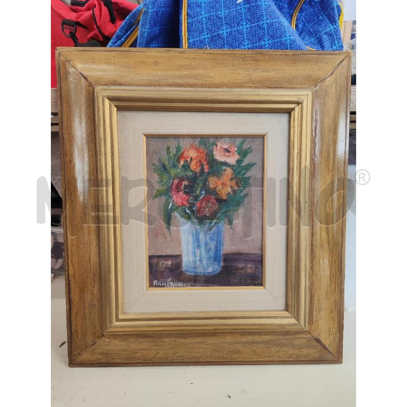 QUADRO DIPINTO 47X42 VASO FIORI VASO AZZURRO | Mercatino dell'Usato Vinci - fraz. sovigliana 1