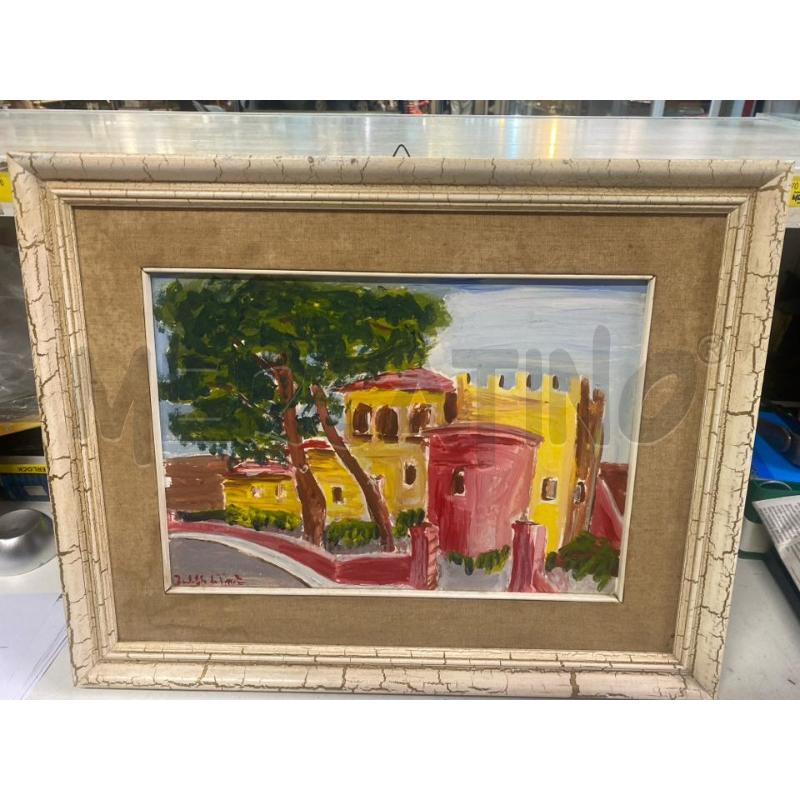 QUADRO DIPINTO CASE CON TORRE TOBALDO DA VINCI 50X40 | Mercatino dell'Usato Vinci - fraz. sovigliana 1