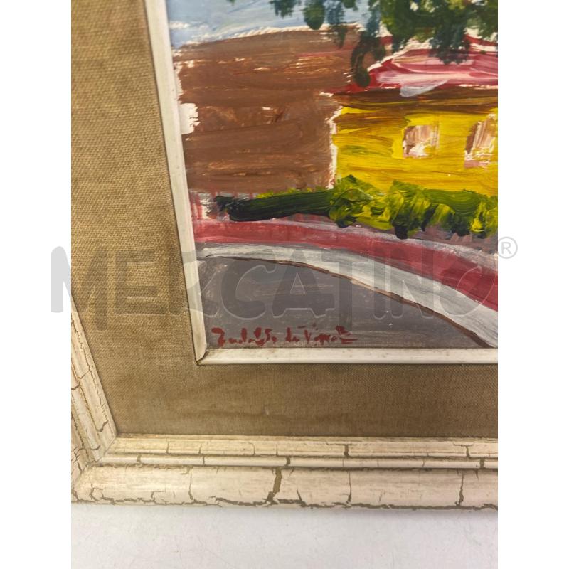 QUADRO DIPINTO CASE CON TORRE TOBALDO DA VINCI 50X40 | Mercatino dell'Usato Vinci - fraz. sovigliana 2