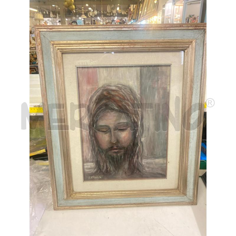QUADRO DIPINTO GESU' AZZURRA ARGENTATA ALDERIGHI 65X43  | Mercatino dell'Usato Vinci - fraz. sovigliana 1