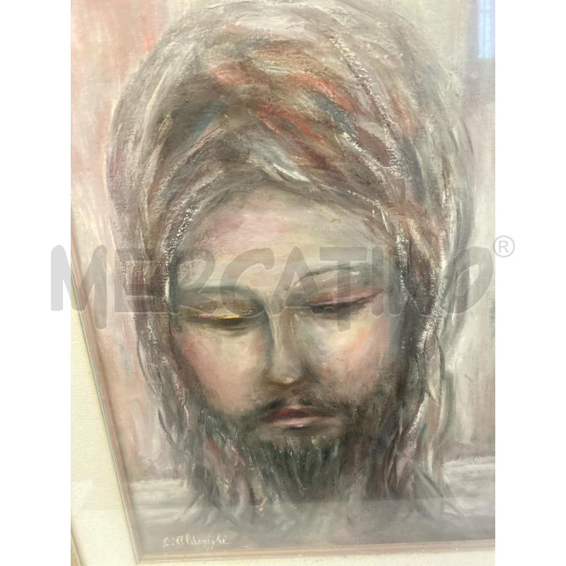 QUADRO DIPINTO GESU' AZZURRA ARGENTATA ALDERIGHI 65X43  | Mercatino dell'Usato Vinci - fraz. sovigliana 2