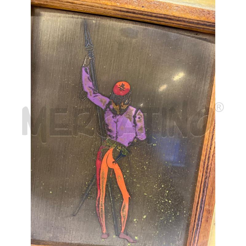 QUADRO LEGNO 36X30 LASTRA METALLO INCISO UOMO | Mercatino dell'Usato Vinci - fraz. sovigliana 2