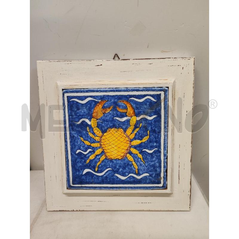 QUADRO MATTONELLA CERAMICA CANCRO SU LEGNO SBIANCATO | Mercatino dell'Usato Vinci - fraz. sovigliana 1