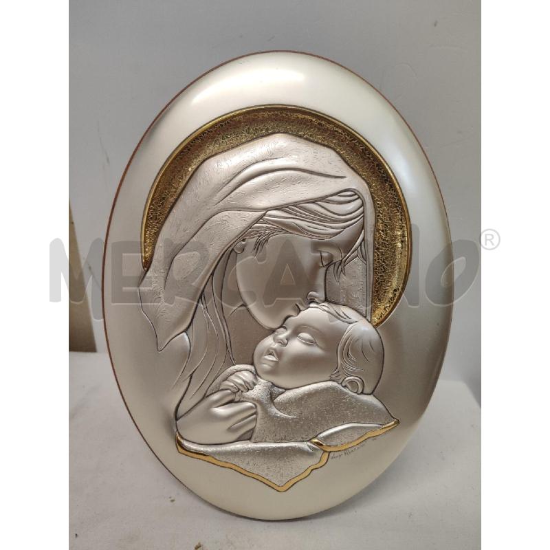 QUADRO OVALE MADONNA CON BIMBO ARGENTATO | Mercatino dell'Usato Vinci - fraz. sovigliana 1
