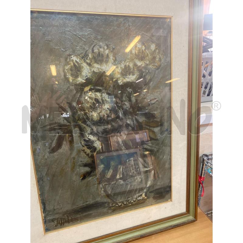 QUADRO PITTORE CAPPELLO 70X93 VASO TONDO DI FIORI BIANCO | Mercatino dell'Usato Vinci - fraz. sovigliana 2