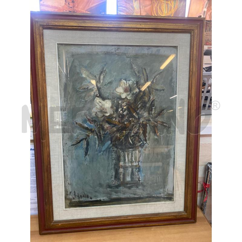 QUADRO PITTORE CAPPELLO VASO FIORI BIANCHI 70X90 | Mercatino dell'Usato Vinci - fraz. sovigliana 1