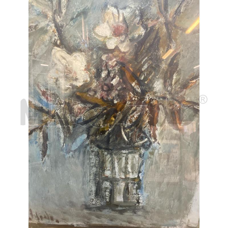 QUADRO PITTORE CAPPELLO VASO FIORI BIANCHI 70X90 | Mercatino dell'Usato Vinci - fraz. sovigliana 2