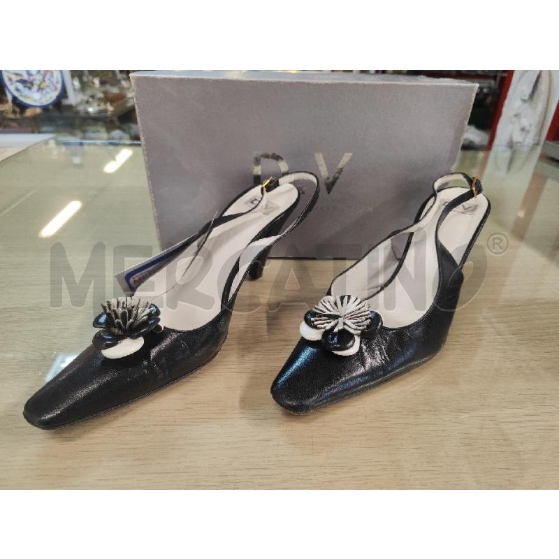 SANDALI DONNA D&V PELLE NERI FIORE N.37 | Mercatino dell'Usato Vinci - fraz. sovigliana 1