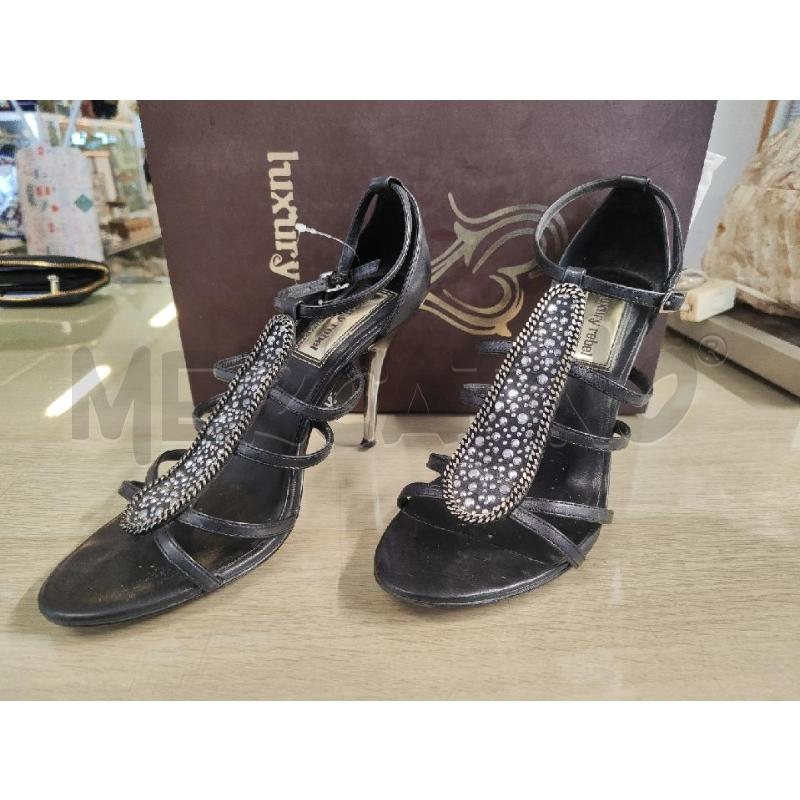 SANDALI DONNA LUXURY REBEL PELLE NERI STRASS N.39 | Mercatino dell'Usato Vinci - fraz. sovigliana 1