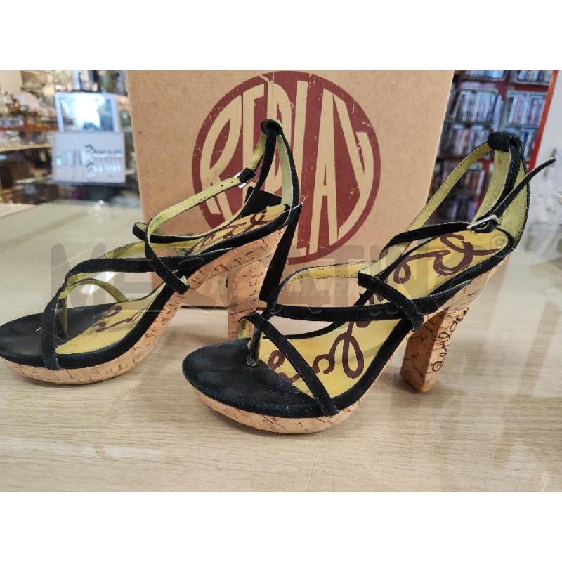 SANDALI DONNA REPLAY SCAMOSCIATI NERI SUOLA SUGHERO N.37 | Mercatino dell'Usato Vinci - fraz. sovigliana 2