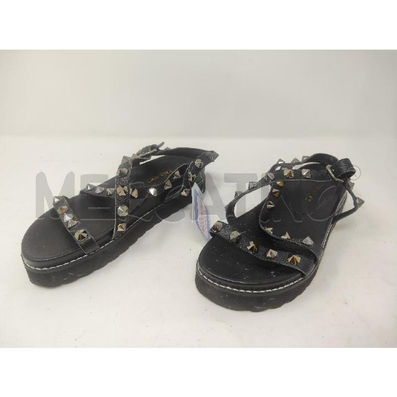 SANDALI DONNA # TEMY PELLE NERI BORCHIE  | Mercatino dell'Usato Vinci - fraz. sovigliana 1