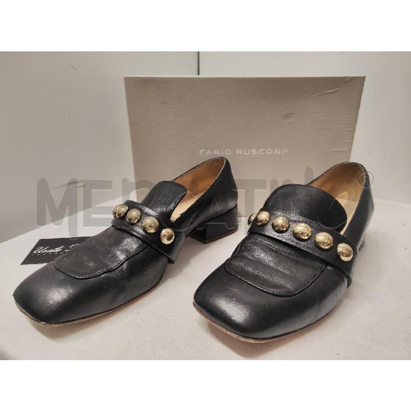 SCARPE DONNA FABIO RUSCONI PELLE NERE N.38.5 BORCHIETTE DORATE | Mercatino dell'Usato Vinci - fraz. sovigliana 1
