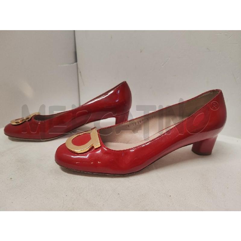 SCARPE DONNA FERRAGAMO VERNICE ROSSA N. 6 1/2B FIBBIA DORATA  | Mercatino dell'Usato Vinci - fraz. sovigliana 2