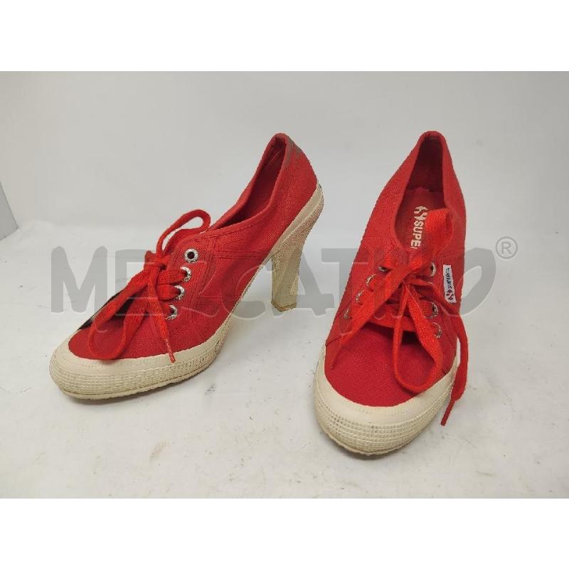 SCARPE DONNA SUPERGA TESSUTO ROSSE N.38 CON TACCO | Mercatino dell'Usato Vinci - fraz. sovigliana 1