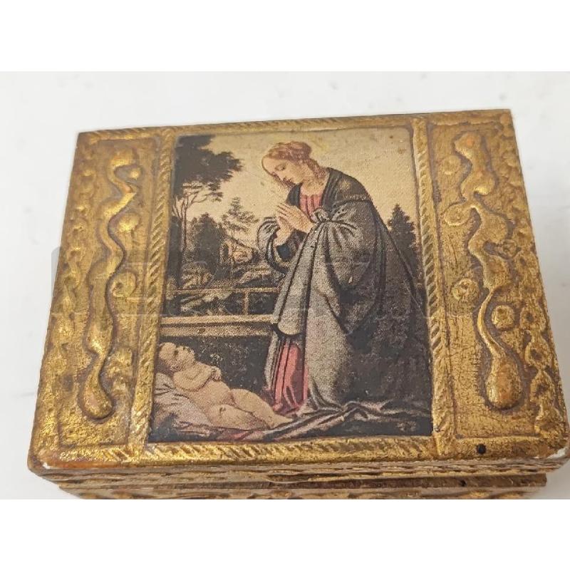 SCATOLINA LEGNO DORATA STAMPA MADONNA CON BIMBO | Mercatino dell'Usato Vinci - fraz. sovigliana 3