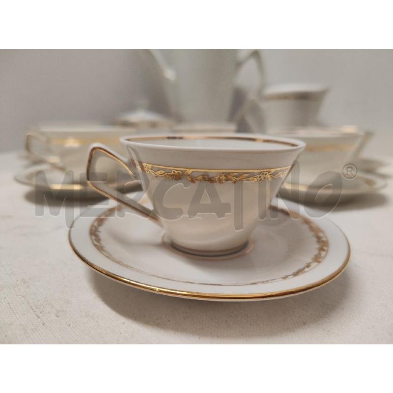 SERVIZIO DA CAFFE' DA 6 PS +1BRICCO + 1LATT + ZUCCHER MADE IN POLLAND DECORO ORO | Mercatino dell'Usato Vinci - fraz. sovigliana 2