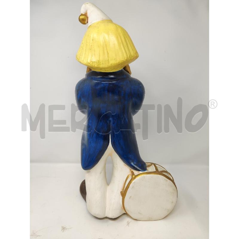 STATUA PAGLIACCIO CERAMICA CON TAMBURO E SAX H.45 | Mercatino dell'Usato Vinci - fraz. sovigliana 2