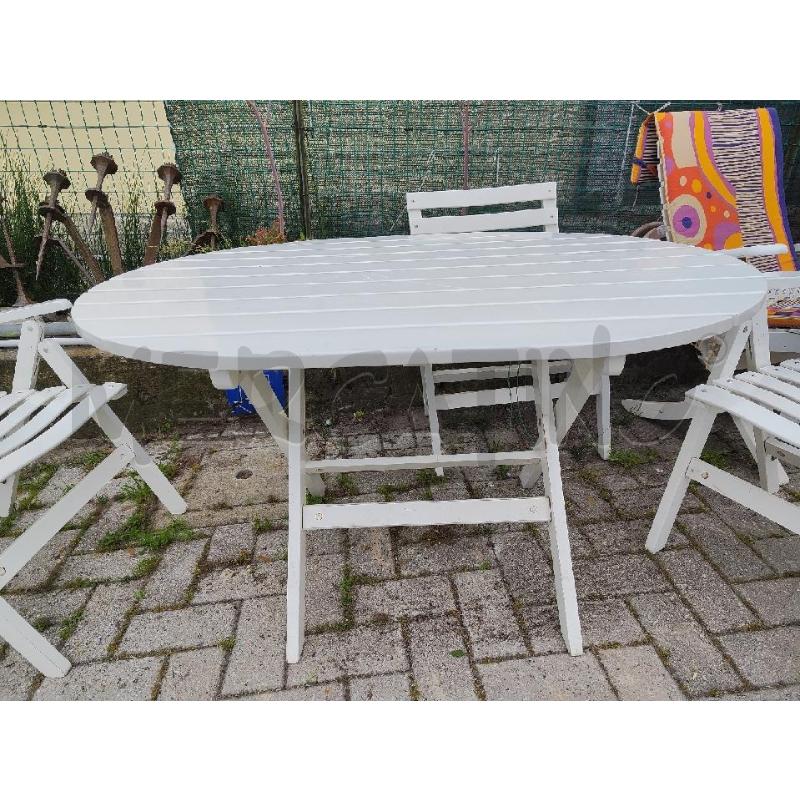 TAVOLO GIARDINO LEGNO OVALE BIANCO RICHIUDIBILE | Mercatino dell'Usato Vinci - fraz. sovigliana 1
