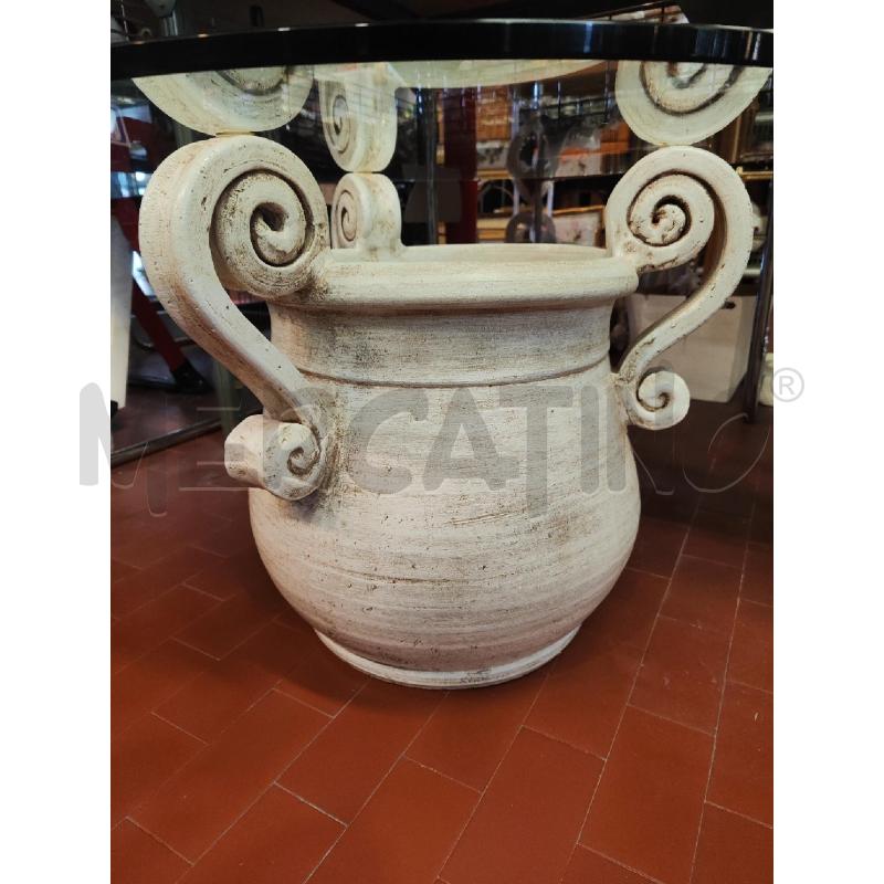 TAVOLO ROTONDO PIANO VETRO BASE VASO TERRACOTTA  | Mercatino dell'Usato Vinci - fraz. sovigliana 4
