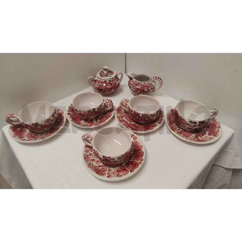 TAZZE PZ. 5 + PIATTINO + LATTIERA + ZUCCHERIERA FIORI ROSA | Mercatino dell'Usato Vinci - fraz. sovigliana 1