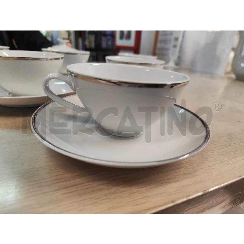 TAZZE PZ. 6 + PIATTINO + ZUCCHERIERA CERAMICA CECOSLOVACCHIA RIGO ARGENTO  | Mercatino dell'Usato Vinci - fraz. sovigliana 2