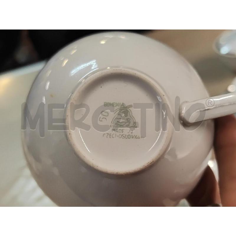 TAZZE PZ. 6 + PIATTINO + ZUCCHERIERA CERAMICA CECOSLOVACCHIA RIGO ARGENTO  | Mercatino dell'Usato Vinci - fraz. sovigliana 4