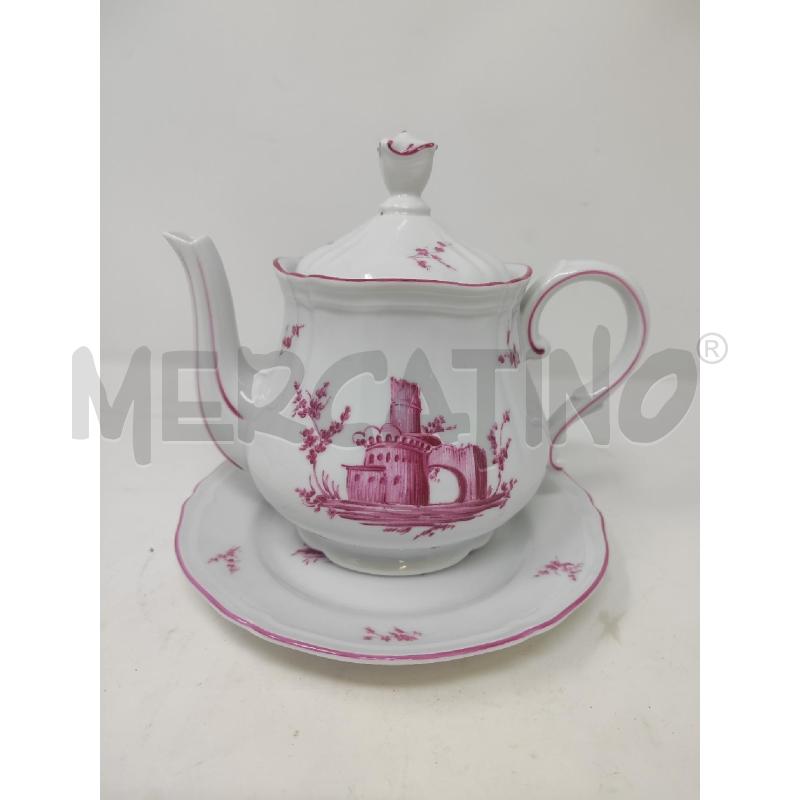 TEIERA + PIATTINO CERAMICA GINORI DECORO ROSA | Mercatino dell'Usato Vinci - fraz. sovigliana 1